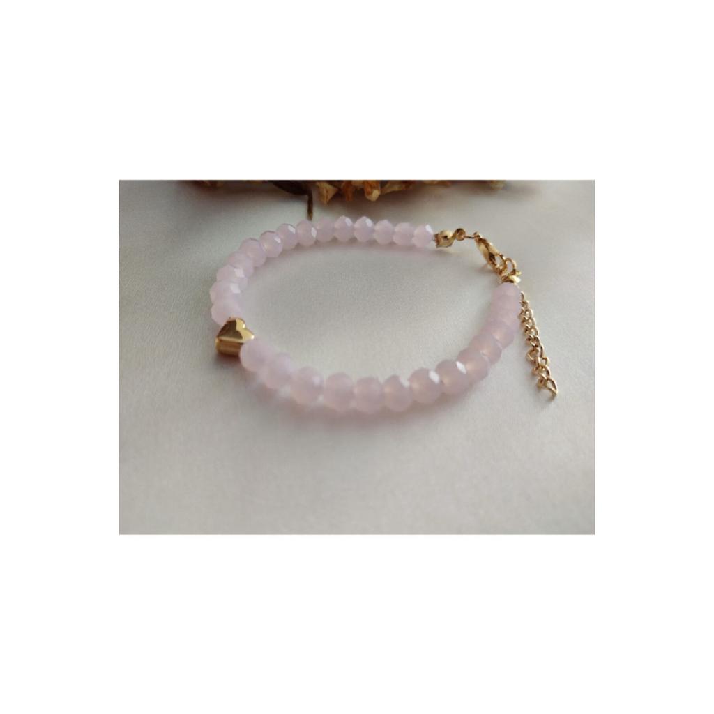 Rosa Armband mit Kristallperlen