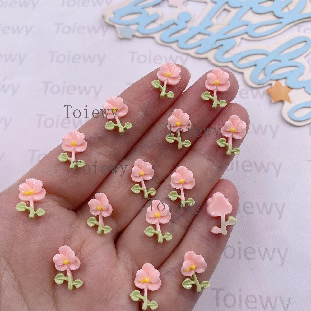50pcs Resin Mini Colorful A Flower Flatback Stone Flower Figurines Nail Art DIY Wedding Scrapbook Jewelry Crafts Accessories