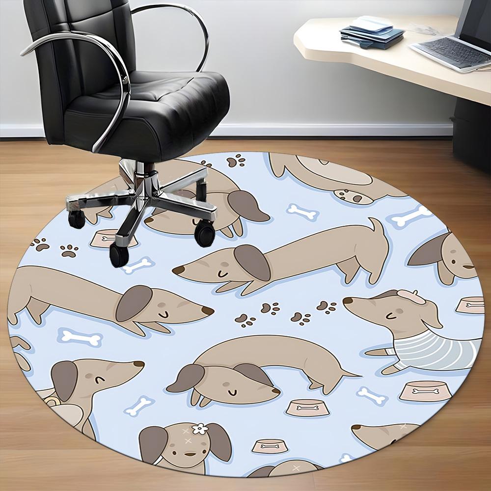 1pc Dachshund Pattern Office Round Area Rug,  Mat Suitable ForOffice, Under Office Chairs Bedroom Living Room Home Decor, Room Deco