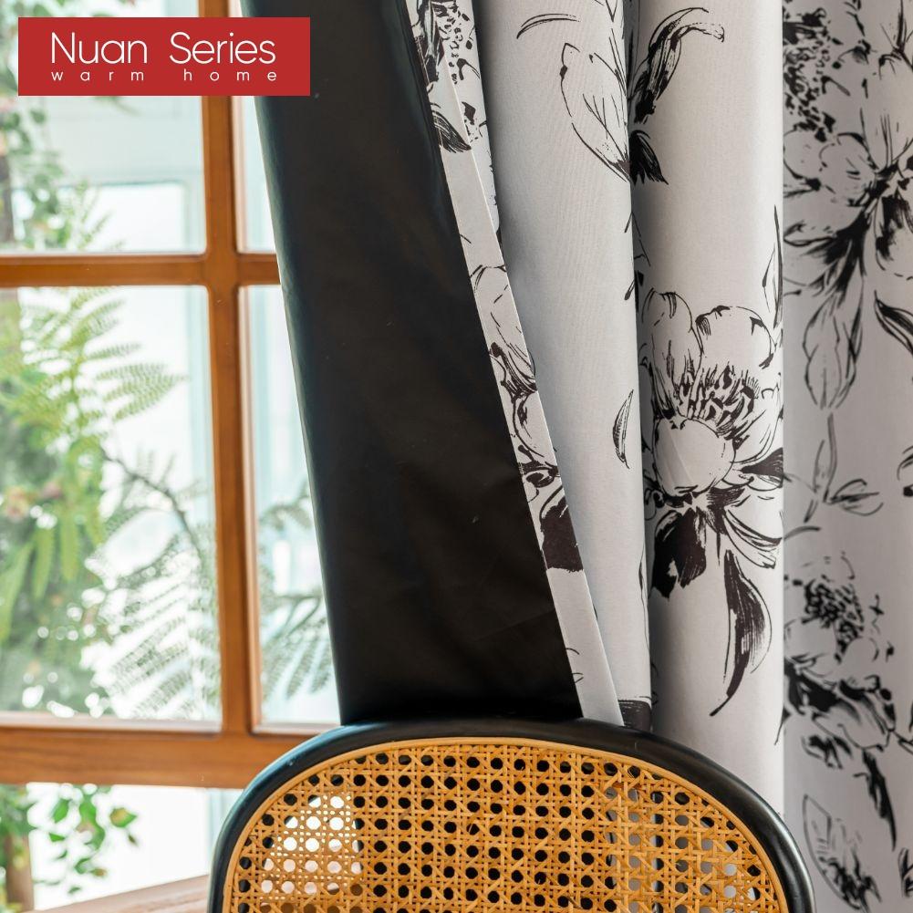 1PC Nuan Series French Retro Style Floral Printed Curtains 100% Fully Blackout Curtains for Bedroom Living Room Balcony Window for Home Decor