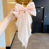 Fashion Chiffon Bow Hair Clip Elegant Women Solid Spring Clip Hair Pin Retro Bow Hairpins Simple Headband Girls Hair Accessories