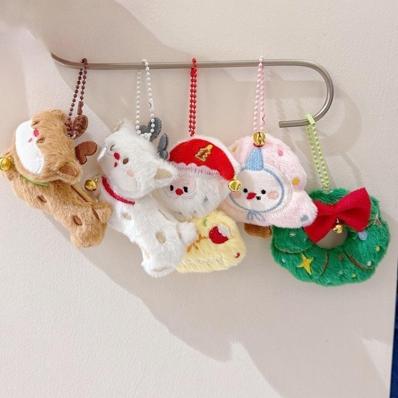 Kawaii Cartoon Plush Santa Claus Christmas Tree Keychain Lovely Christmas Stuffed Doll Toys Backpack Pendant Accessories Gifts