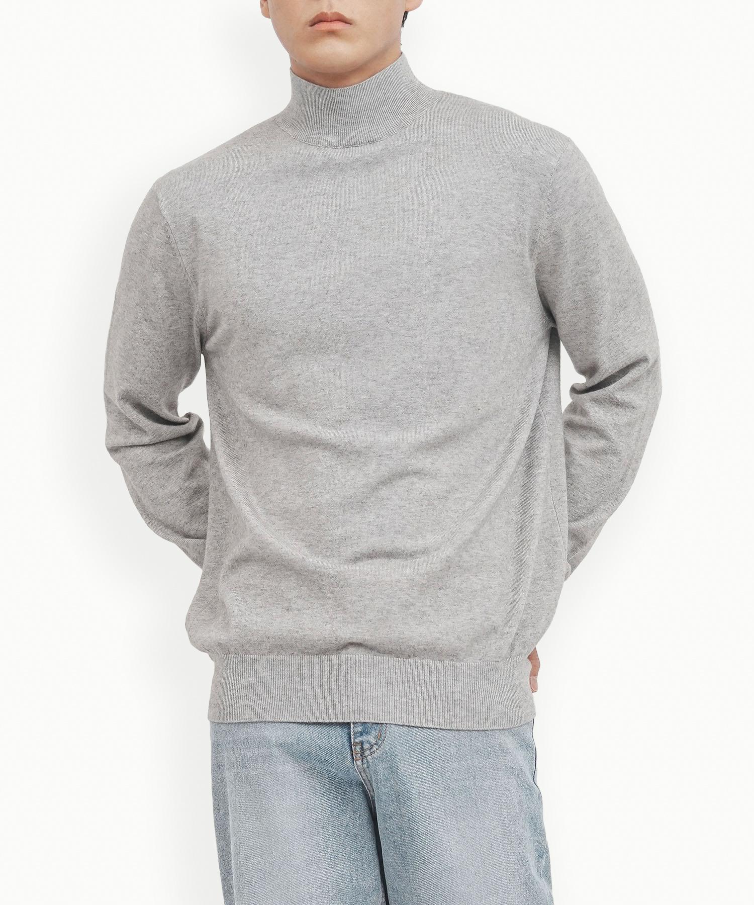 Gold Percent Viscose Soft Cozy Mock Turtleneck Basic Knit (Gray, Men) Gray/L