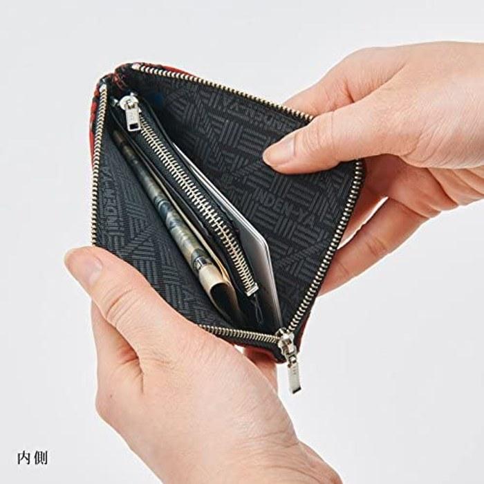[Inden-ya] INDEN-YA Leather Coin Purse with Fastener (Red x White Lacquer/Plum Pattern)