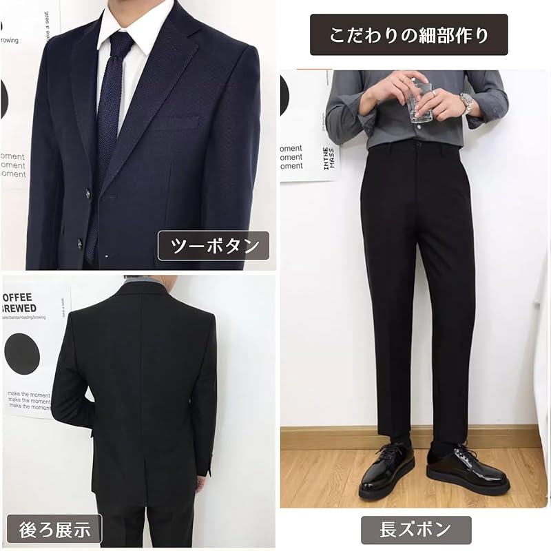 [Yucahype] suit men's top and bottom set formal casual business suit two button slim set up tailored jacket Plain color blazer slacks long pants
