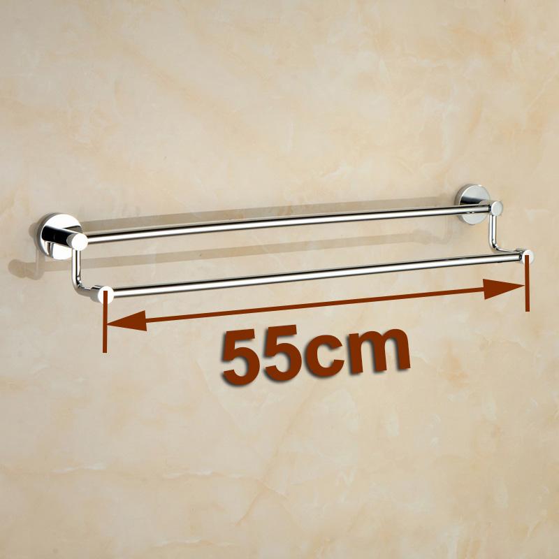30/40/50/60cm Montado en la Pared Color Cromado Latón Hecho Doble Barra para Toallas Para Accesorios de Baño Toallero Portatoallas YT-10198