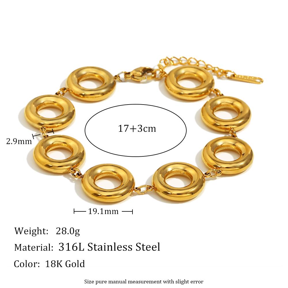 

MamacitaSlay Unique 18K Gold plated Stainless Steel Multi Round Bracelet Party Creative Waterproof Jewelry Women s Charm Gift 20cm золотой