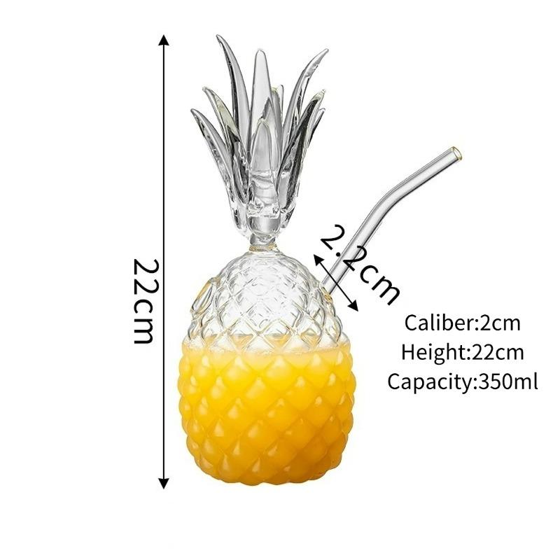 Creative Pineapple Cocktail Glasses Cup,High-value Embossed Glass,Funny Juice Drink Cup With Straw, Personalized Wine Glass Cups 350ml