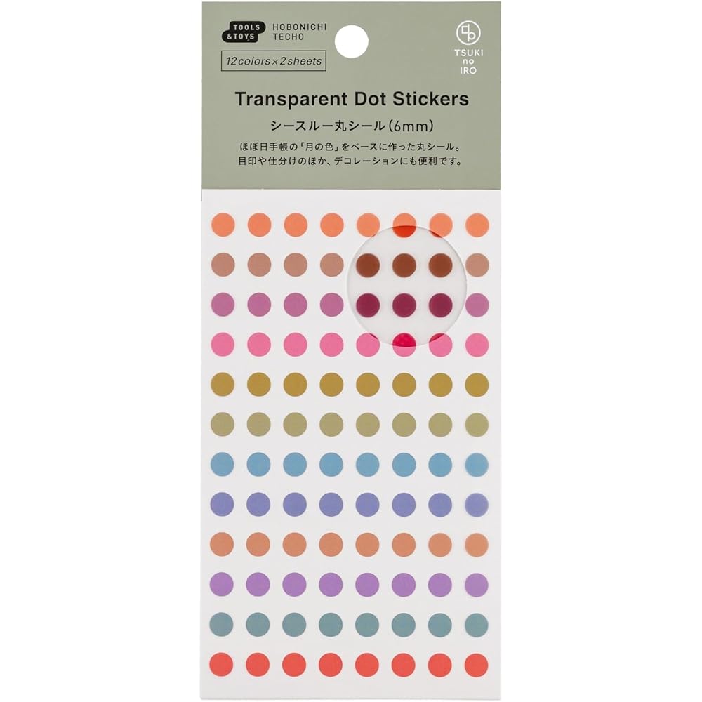 Hobonichi Techo Tsuki no Iro Transparent Round Stickers 6mm Planner Accessories