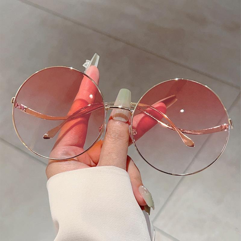Rimless Sunglasses Polygon Fashion Popular Women Shades Big Frame Round Glasses for Female Gradient Eyeglasses UV Eyewear