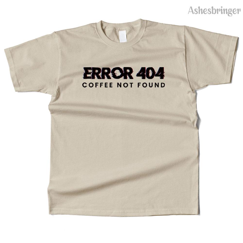 Mens Cotton Error 404 Coffee Not Found Graphic Funny T Shirt Street Casual Style Tee for Men and Women