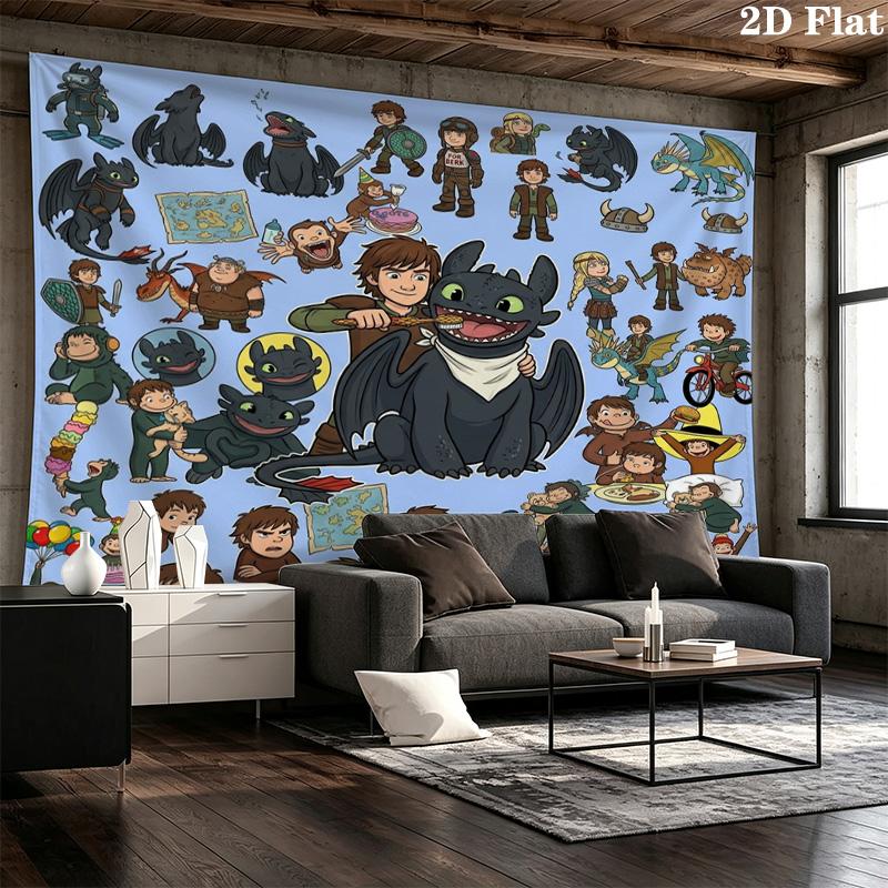 How Train Dragon Wall Tapestry Aesthetic Wall Hanging Printed Fabric Blanket Decorative Tapestries For Bedroom Living Room Home Decor
