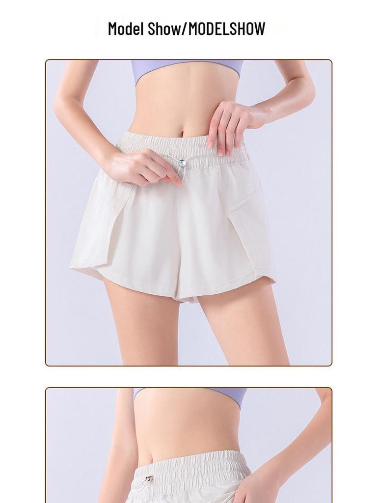 New Women's Quick-Dry Two-Piece Sports Shorts - Loose, Drawstring, Anti-Exposure Yoga & Fitness Pants.