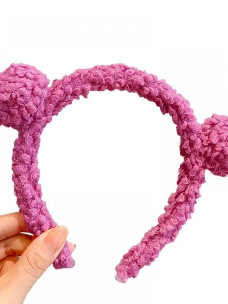 Søt tegneseriebjørn Plysj hårbånd LUN hodebånd Komfortabelt pels hodebånd hårbånd for kvinner Vasker ansiktssminke Kosmetisk