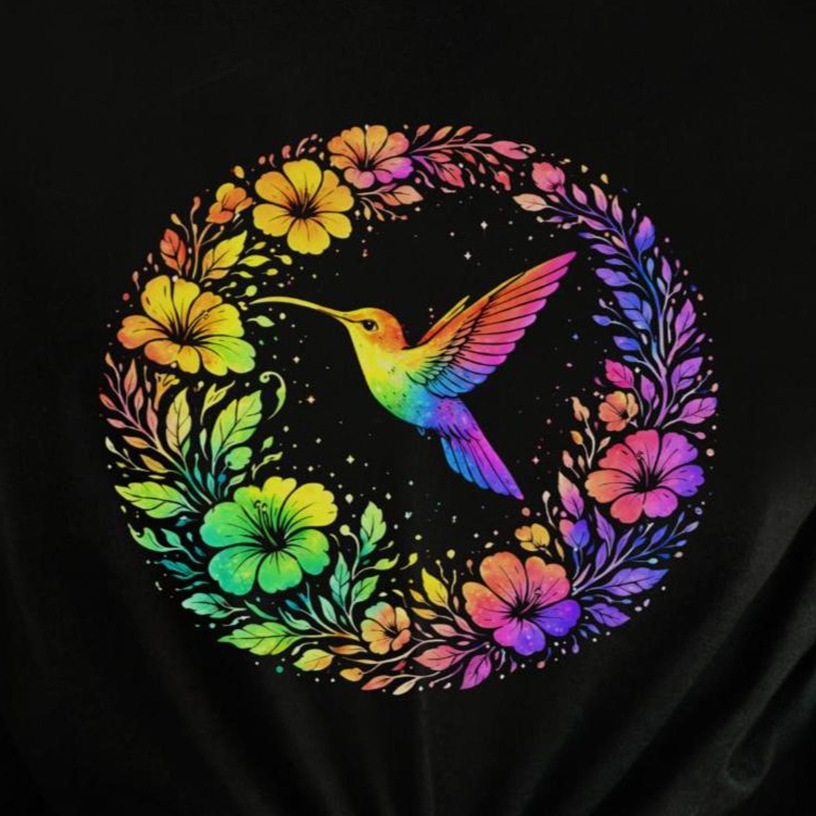 Rainbow Hummingbird Shirt | Colorful Nature Lover Tee | Boho Floral Bird Gift 3XL