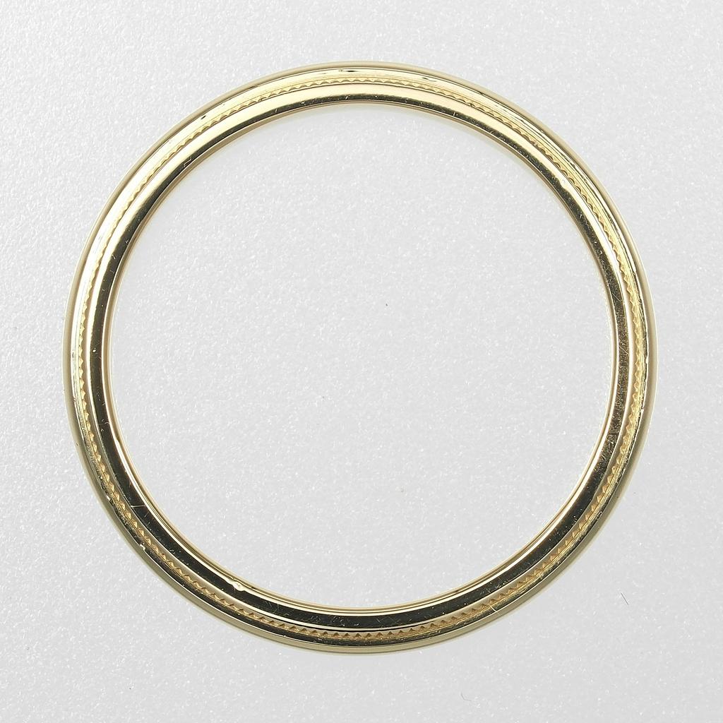 TIFFANY&Co. Gathered Milgrain Ring 0.1" Band K18 Yellow Gold #8.2(US Size) 4.18g Mens Used