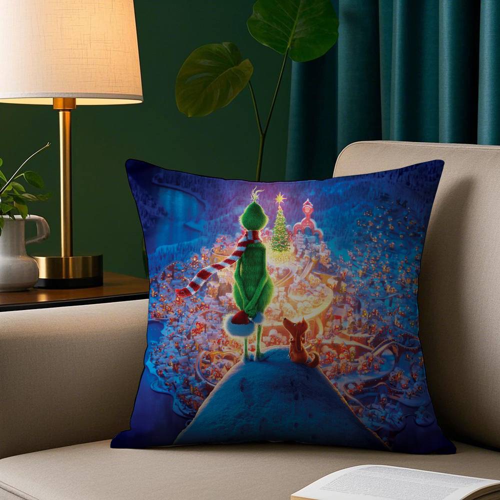 Cartoon Green Monster Pillow Case Short Plush Print Cushion Cover Square Throw Pillow Covers Sofa Home Decor