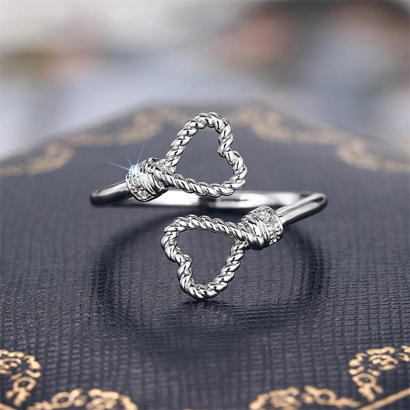 1Pc Heart-shaped Simple Ring, Adjustable Opening, Hemp Rope Ring, Peach Heart-shaped Accessories