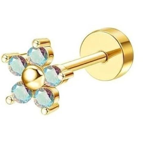 Bobisty 1PC Cartilage Earring Stud for Women Surgical Steel Flat Back Earrings Hoop Flower Snake Shape Helix Piercing Jewelry