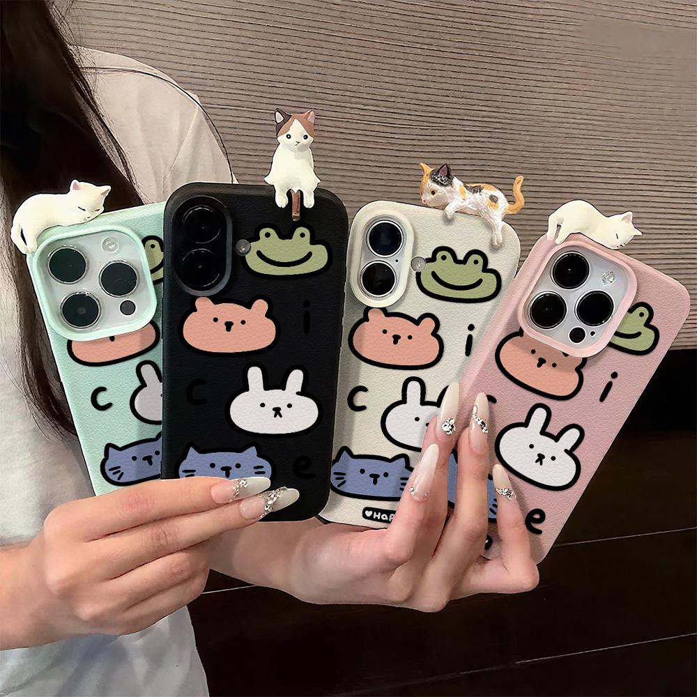 3D Phone Case for iPhone 11 13 17 Pro Max 17 Air Case iPhone 13 15 16 Pro Max 12 14 Pro Max 14 15 Plus Cute 3D Kitten Cartoon Leather