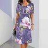 3D Geometric Stripe Print Elegant Women's Short-sleeved Summer Dress