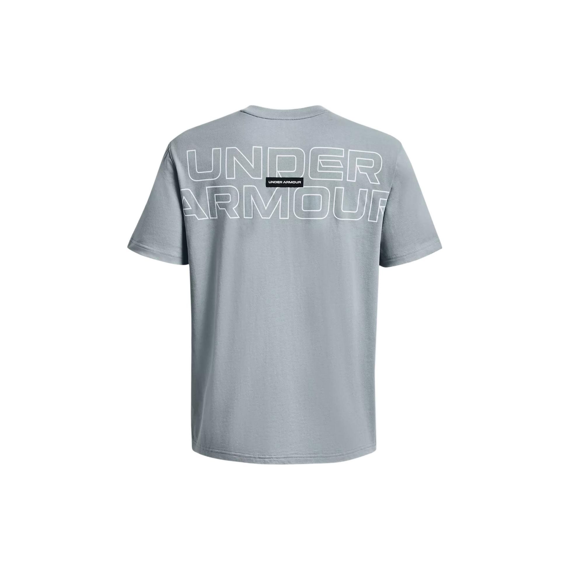 Under Armour Outline Letter Print Crew Neck T-Shirt Men Blue 1379109-465 XS
