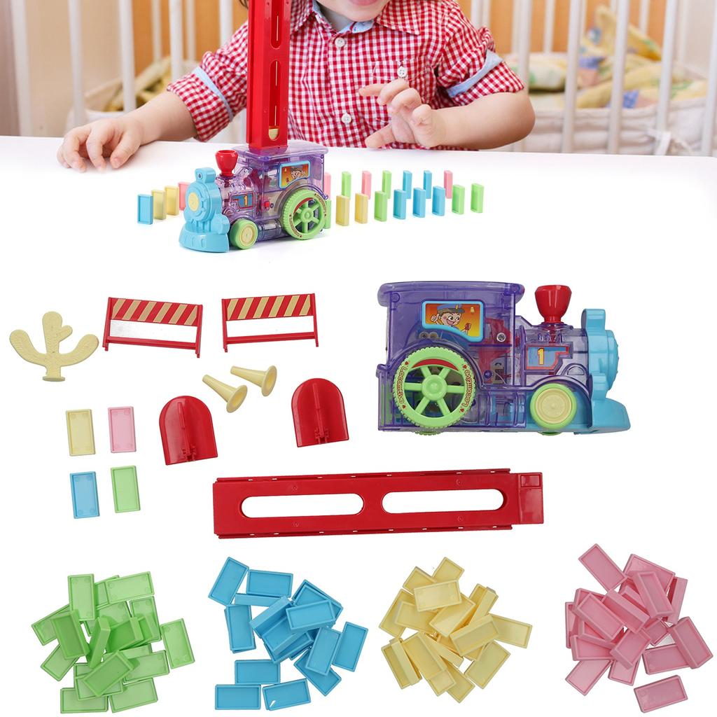 Domino Game Car Toy Set DIY Automatic Placement Domino Train Car Educational Toy80pcs Domino