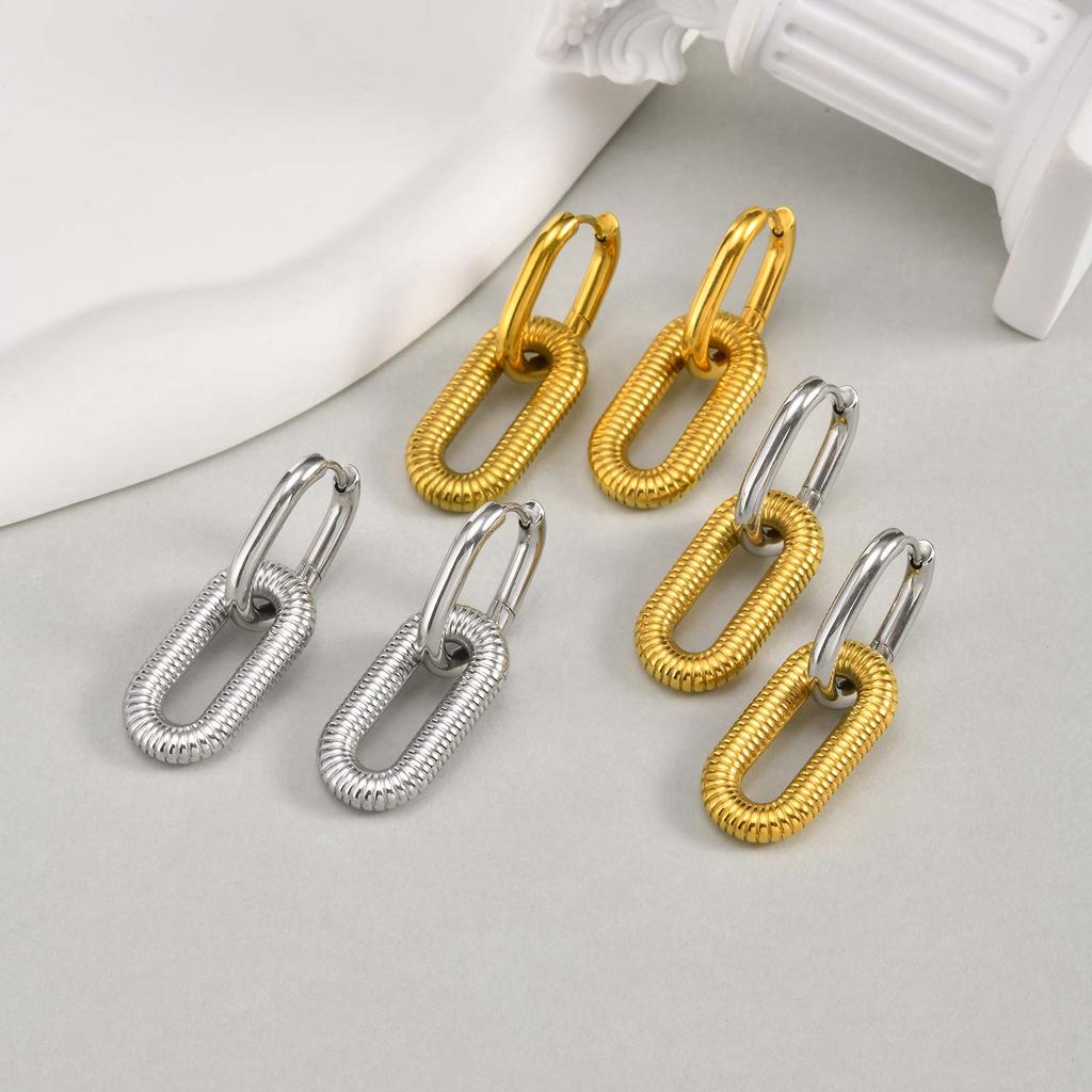 High Polish Chunky Oval Earrings for Women,Waterproof Stainless Steel Hoop Earrings,Trendy Geometric Jewelry Gifts