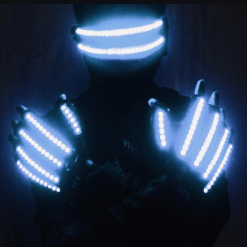 LED Laser Gloves & Glasses Set for Dance Performance - Luminous Props for Atmosphere & Interaction.