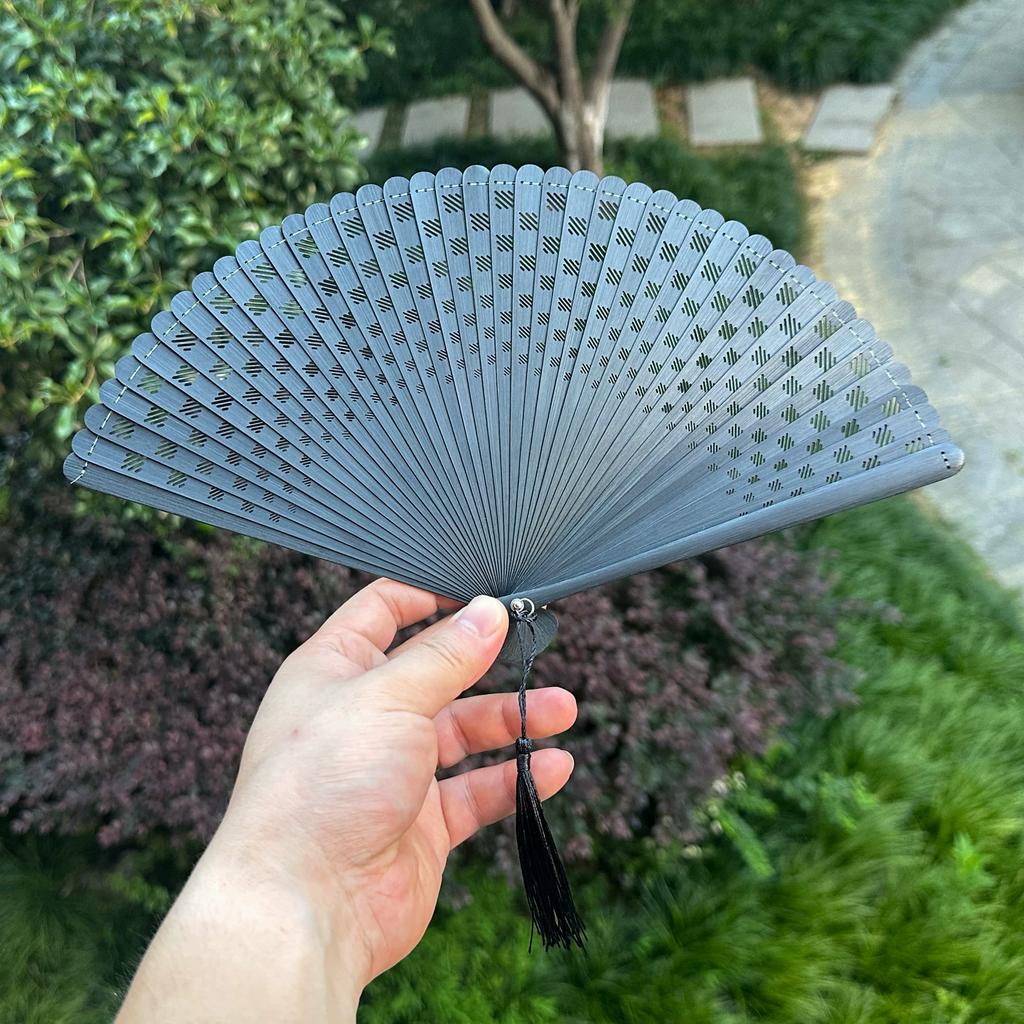 Dream Lotus Mini Japanese-Style Handheld Full Bamboo Fan Hanfu Mamian Skirt Dance Qipao Portable Folding Fan Girl Group Folding Fan