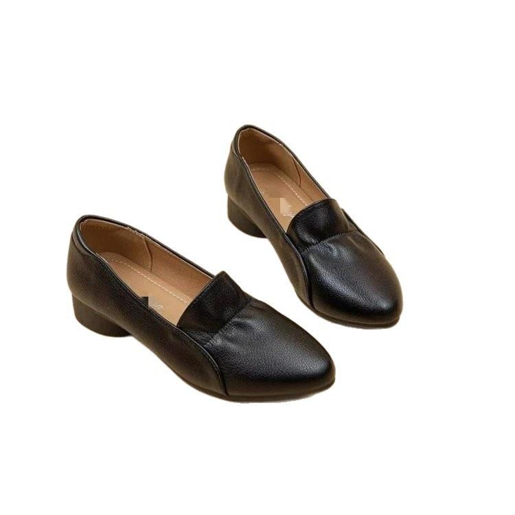Temperament single shoes spring new low-heeled soft leather shallow mouth soft-soled shoes Doudou shoes