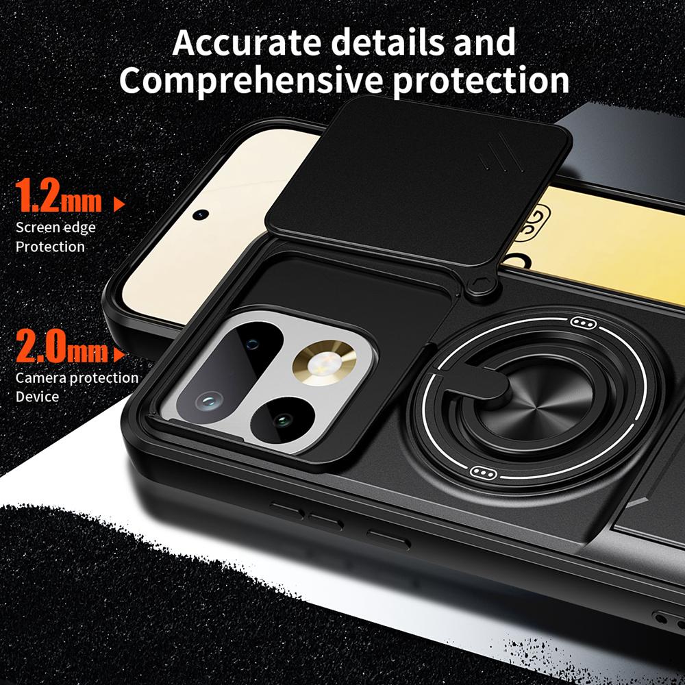 KEYSION Magnetic Phone Case for Realme 16 Pro 5G 16 Pro+ 5G Slide Camera Protection Upright Kickstand Ring Shockproof Back Cover