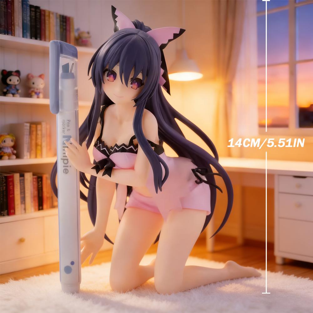 Pink-Purple Long Hair Cat Ear Girl Figure Ambient Decor Collectible Ornament Must-Have Birthday Holiday Gifts 1pc for Poseable Articulated Scale