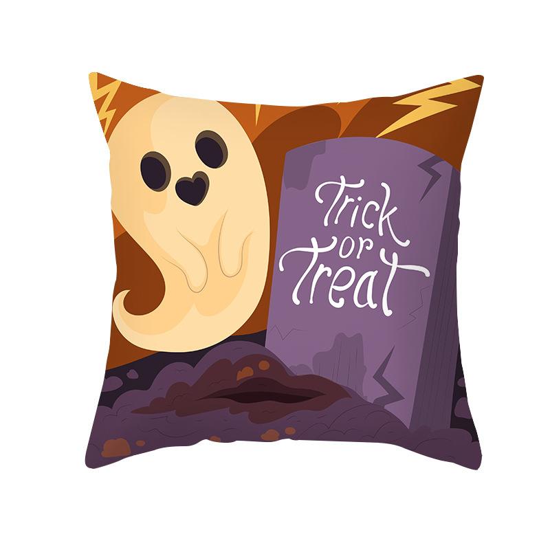 Halloween Pillow Cover New Product Cartoon Pumpkin Castle Print Peach Skin Cushion Cover Pillow Cover