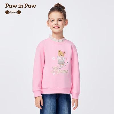Sweatshirt à col rond motif ours de dessin animé pour filles PawinPaw