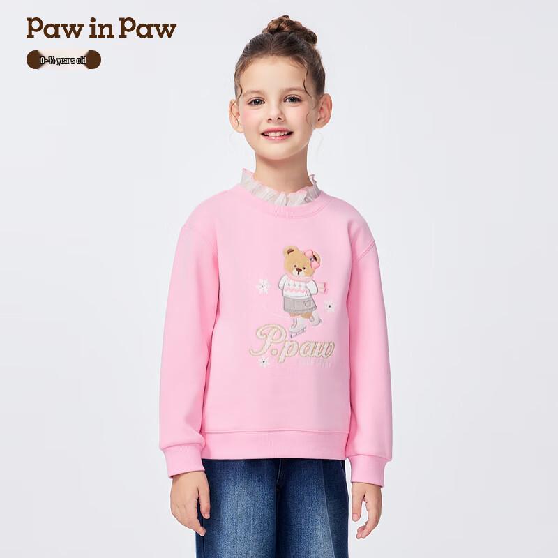 PawinPaw Girls' Cartoon Bear Round Neck Sweatshirt