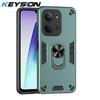 KEYSION Shockproof Armor Case for Xiaomi POCO C85 Soft Silicone+PC Metal Ring Stand Phone Back Cover for Redmi 15C