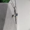 Серебряный крестик с сапфиром nano 1.095ct, фианитами (2206576)