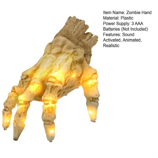 Animated Zombie Hand Halloween Decoration Sound Activated Sensor Walking Hand Realistic Lighted Hand with Spooky Sound for Haunted House Decor