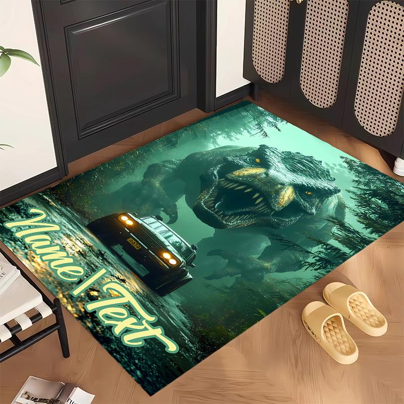 Fierce Dinosaur (1) Personalized Name Office Carpet Stylish Decor for Living Room Bedroom Kitchen