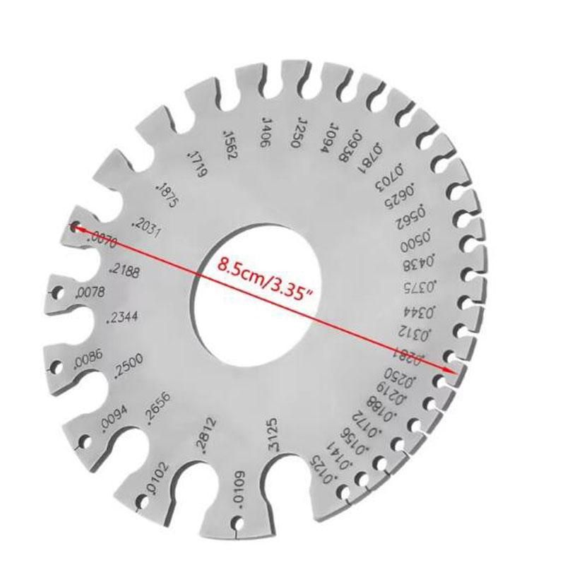652F Stainless Steel 0-36 Round AWG SWG Wire Gauge Thickness Measuring Sheet Diameter Metal Machinist Measurement Plate Ruler