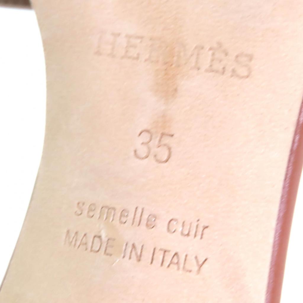 Great HERMES Mule Oasis H logo leather sandals Brown leather Women 35 071002Z Used