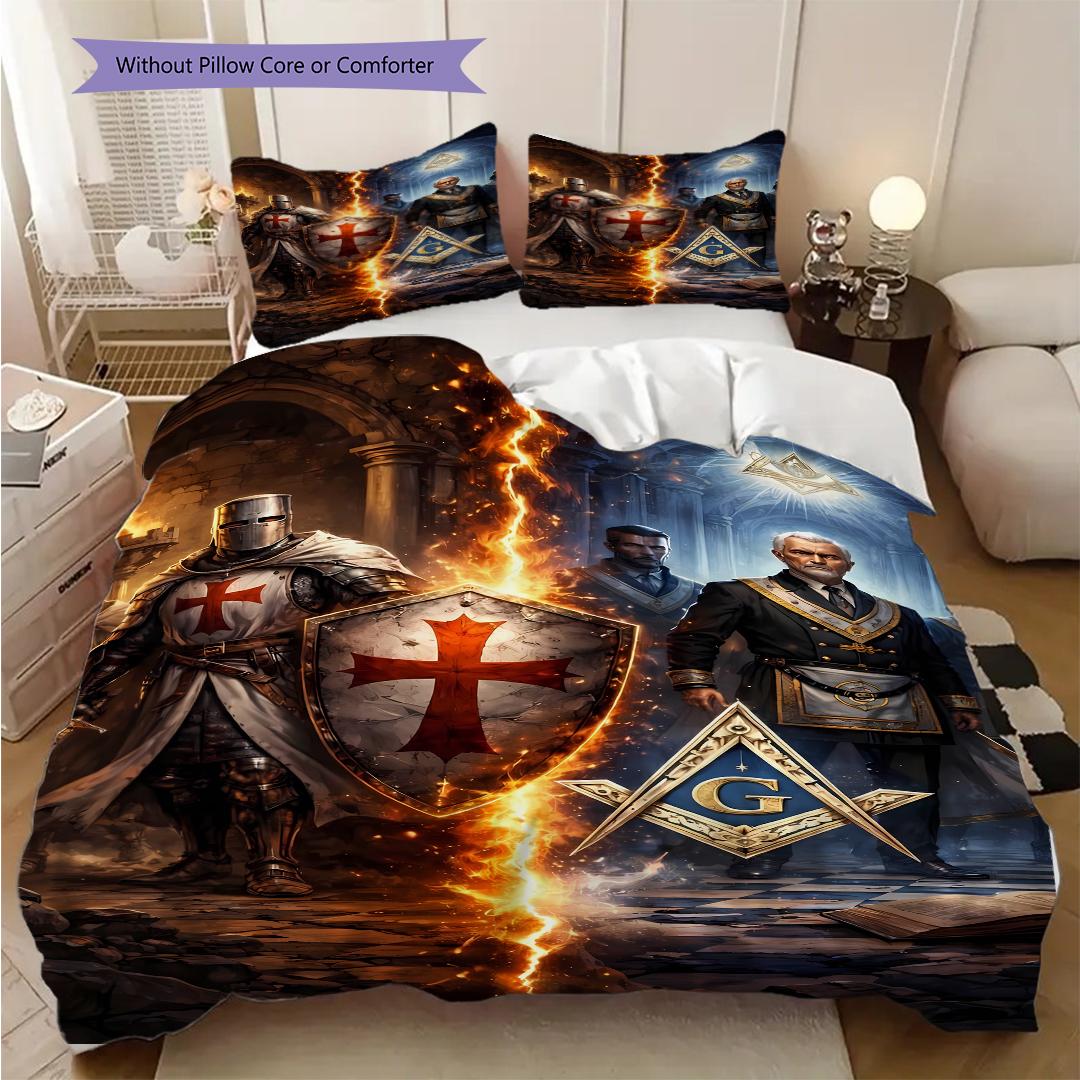 

Modern Freemasonry bedding, duvet cover, pillowcase, home decoration, birthday gift (1 * duvet cover+2 * pillowcase, coreless) 135x200cm