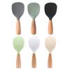 Silicone Rice Spoon with Wooden Handle Heat Resistant Non-Stick Stand-Up Design Rice Spatula Food Grade Kitchen Utensil for Serving Rice Cereal &