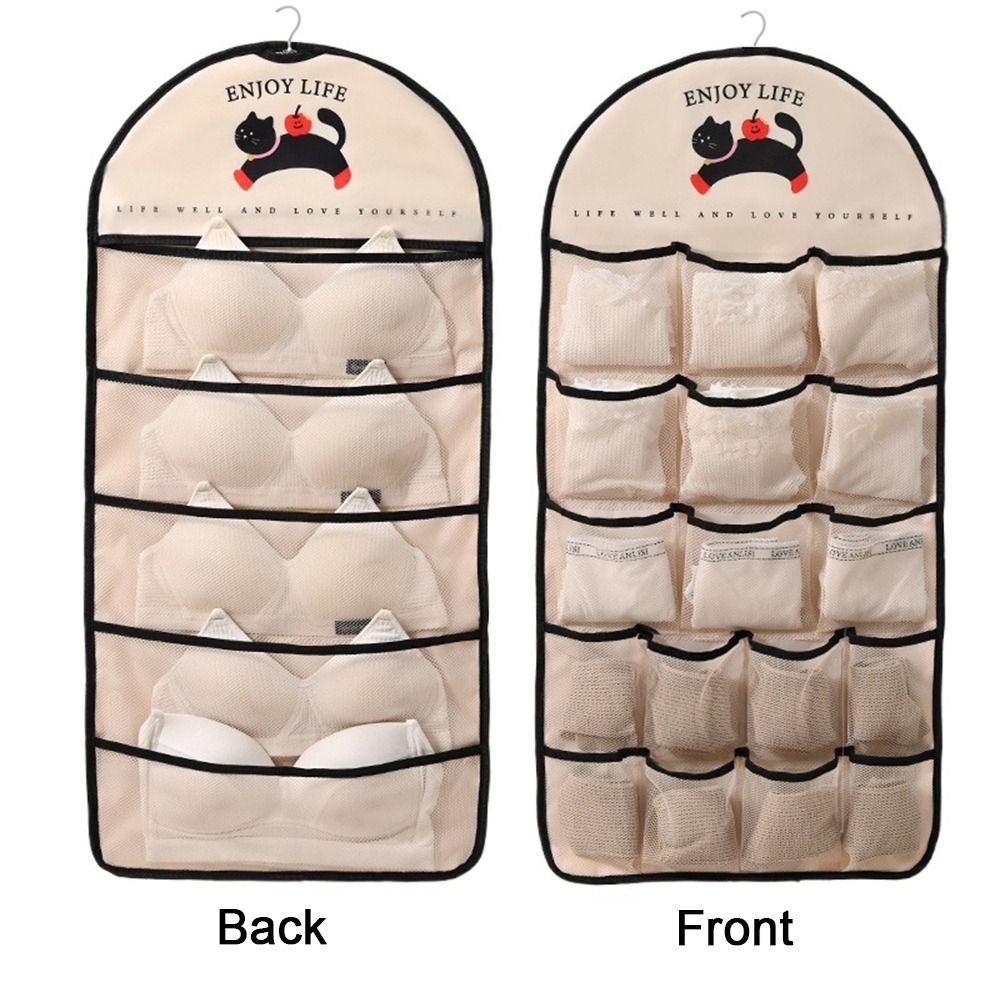Wall Mounted Underwear Storage Hanging Bag Foldable Mesh Storage Bag Wardrobe