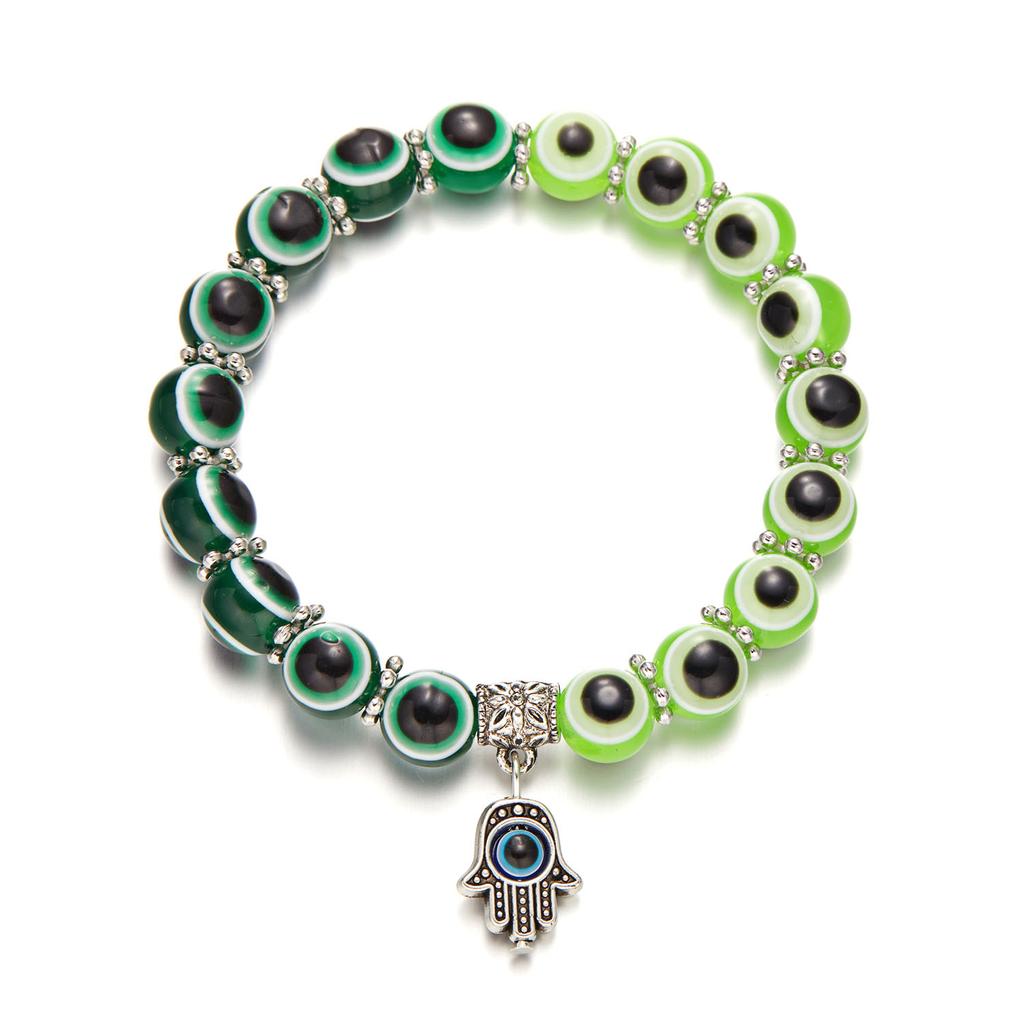 Lucky Turkish Evil Eye Beaded Bracelet 2026 New Design Colorful Eyes Fatima Hand Pendant Bracelets For Women Men Couple Jewelry