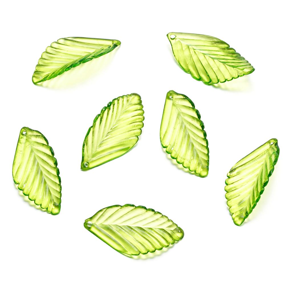10-100pcs Green Acrylic Leaf Charms Leaves Beads Pendants For Diy Necklace Bracelet Earrings Jewelry Making Handmade Crafts
