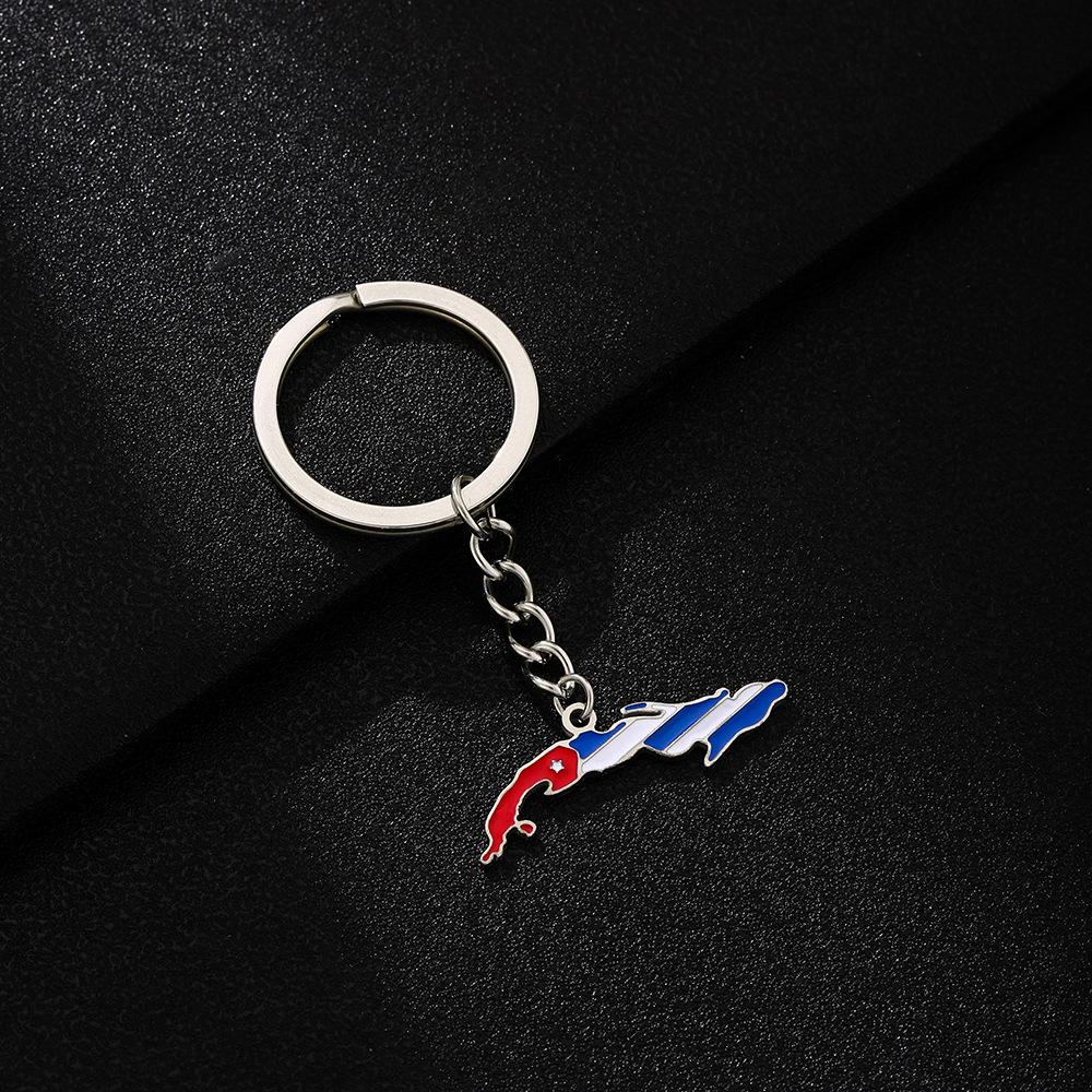 Unisex Retro Cuban Enamel Pendant Keychain in Ethnic Style - Versatile Titanium Steel Accessory