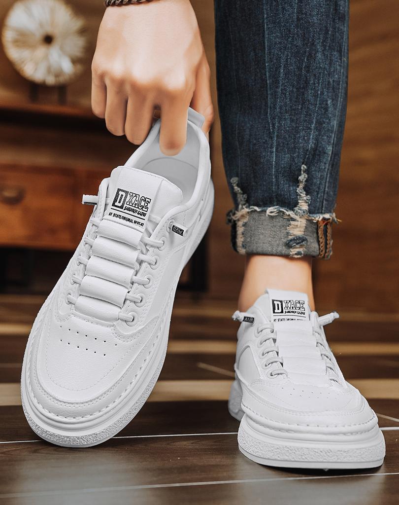 Fashion Men's Casual Shoes Spring Autumn Depressurized Breathable Lacefree Leather Shoes Super Soft and Wear-resistant Men's Board Shoes