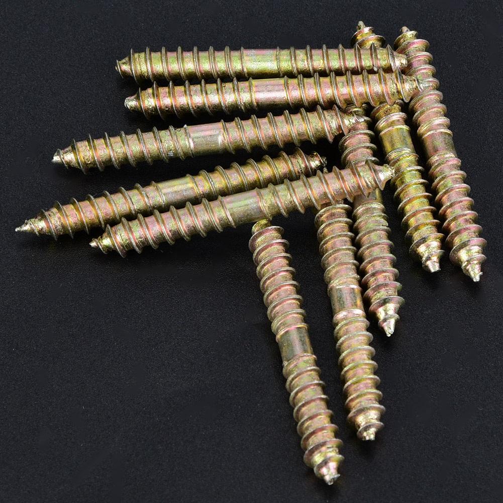 10pcs 6*50mm Dowel Screw Woodworking Furniture Connector Double Ended Screw